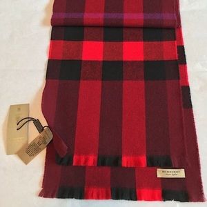 Burberry Giant Check Red Wool Scarf